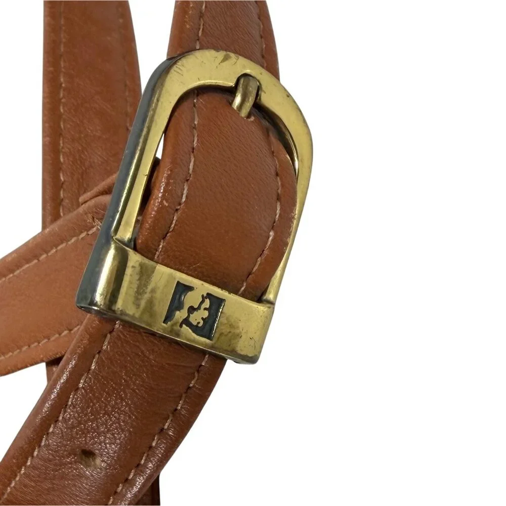 1990s FRANKLIN COVEY Crossbody Brown Leather Zip Around 7-Ring Planner 12215 USA